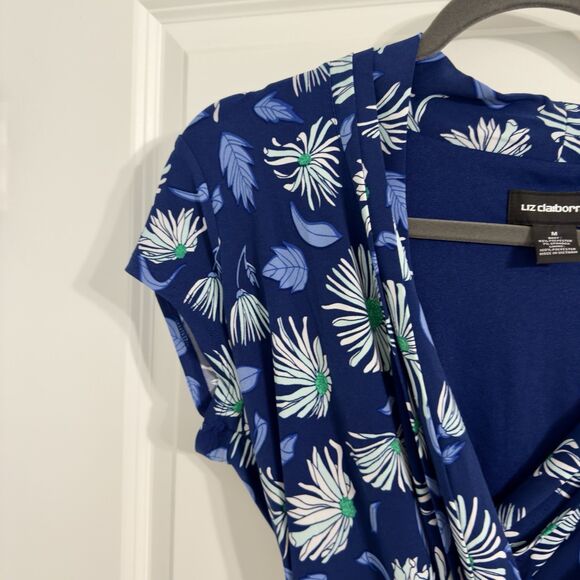 Liz Claiborne Blue Floral Short Sleeve Dress Women’s Size Medium - Picture 7 of 15